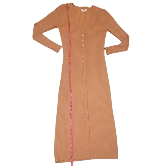 Heartloom Alma Cardigan Dress Ribbed Knit Duster Sweater Long Orange Medium - Picture 7 of 13